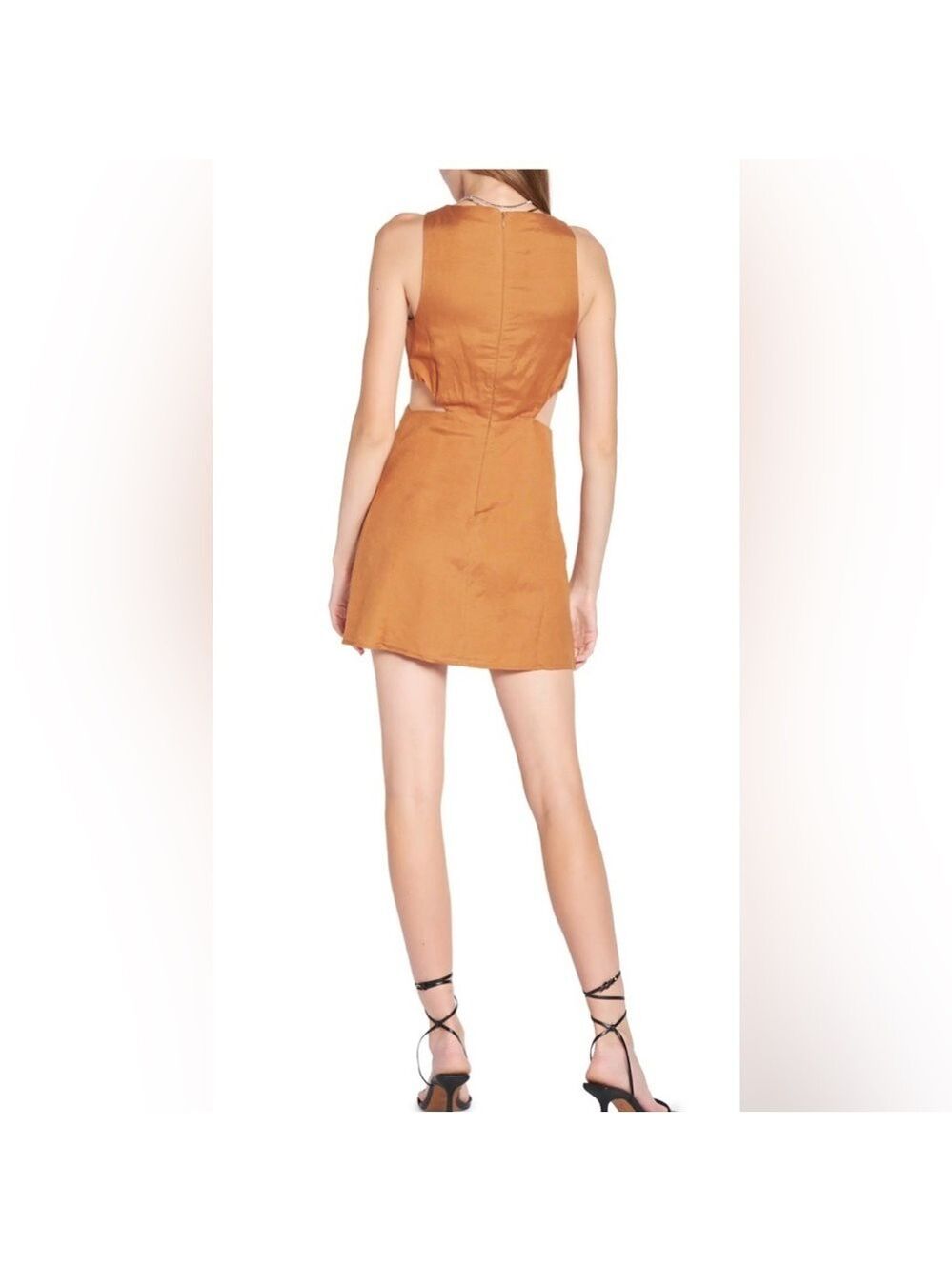 En Saison Linen Viscose Dress Cut Out O Ring Brown Women’s Size Large NWT - Picture 2 of 4